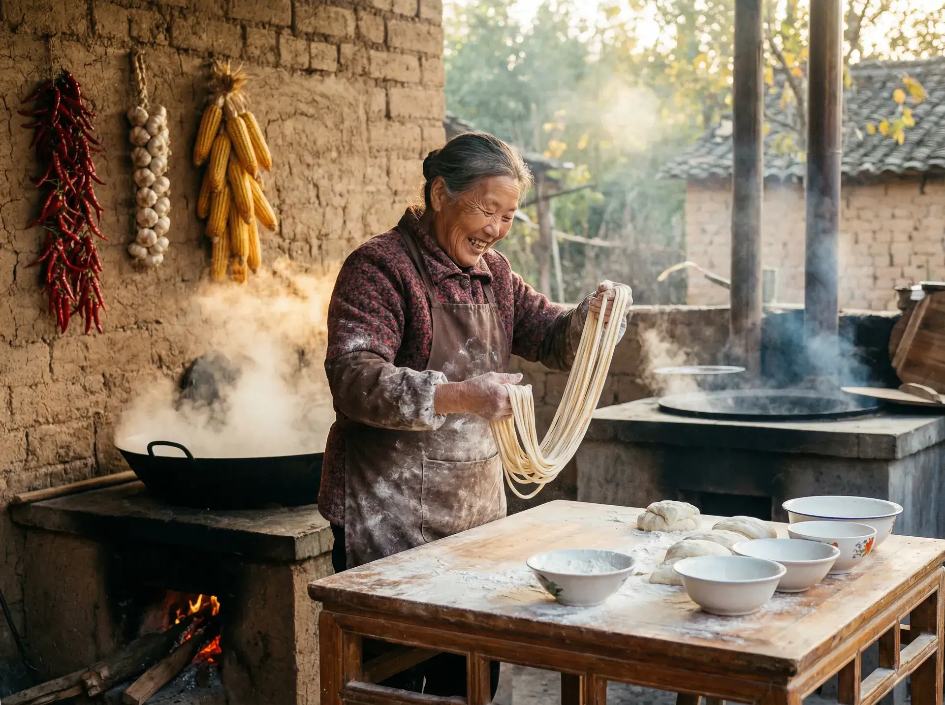 农家大嫂手擀面 - 秋霞电影院 乡村美食